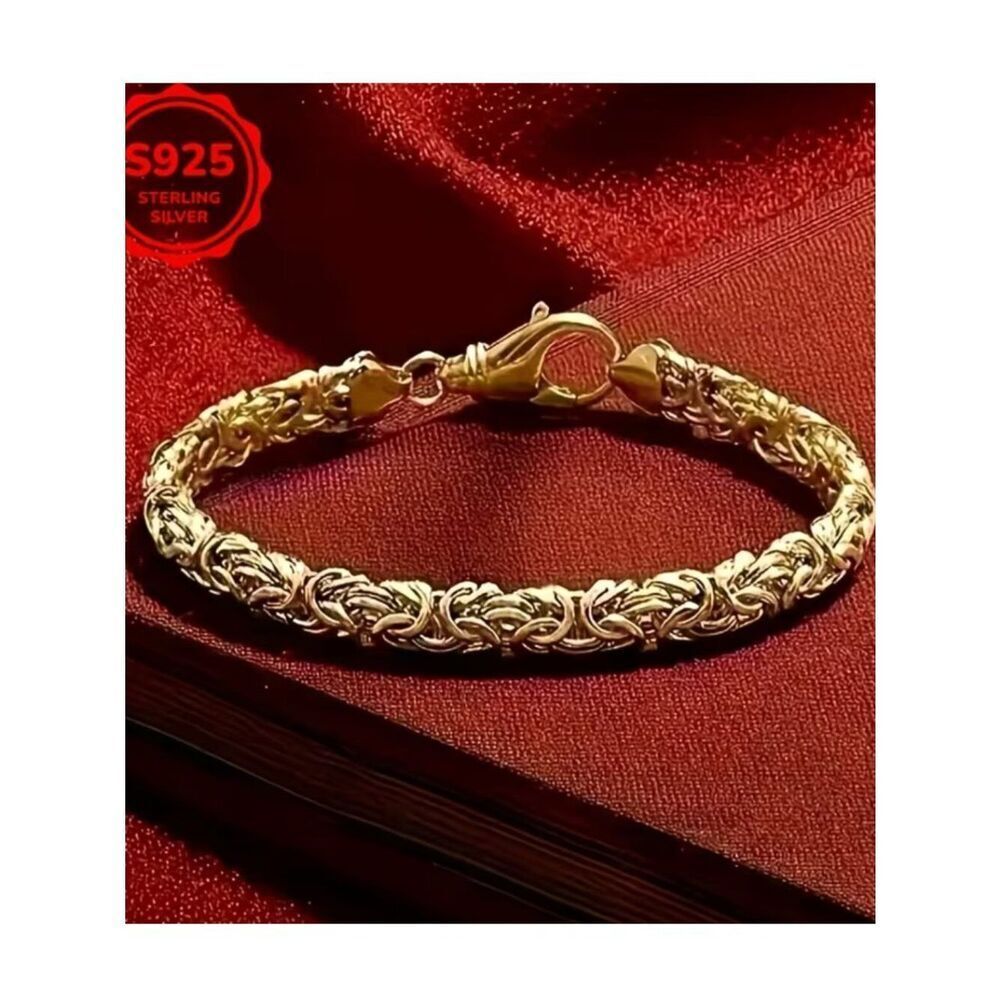 NWT 18K Gold Plated Byzantine Chain Link Woven Statement Bracelet